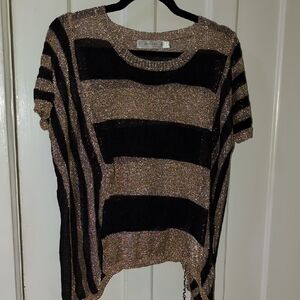 Striped Black and Gold Short Sleeve Top